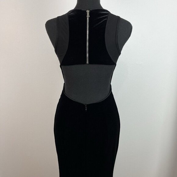Vtg Betsy & Adam Black Velvet Maxi Dress Size 2 Sheer‎ Cut Out Formal Prom - Picture 6 of 14